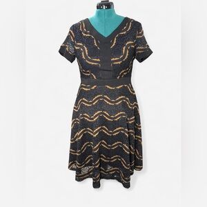 Elegant Black and Gold Lace Dress